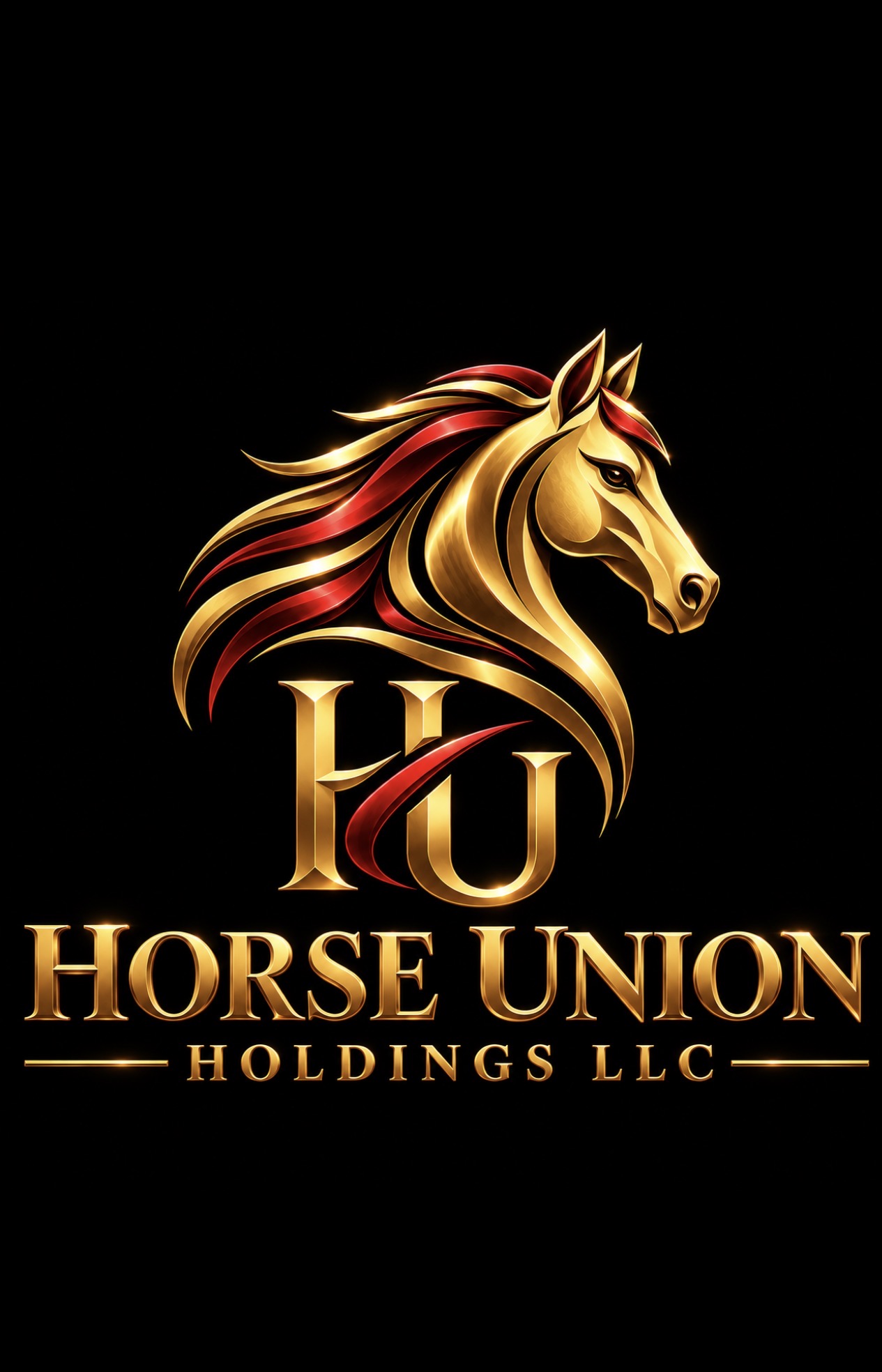 Horse Union Holdings LLC: gold and red horse on a black background